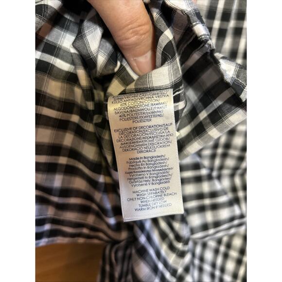 Chaps Easy Care Shirt - Mens XL - Black & White Check Long Sleeve Button Down - Picture 4 of 4